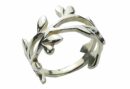 Silver Ring Woven Leaves