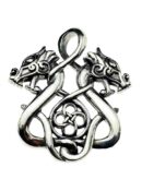 Silver Pendant Twin Dragons