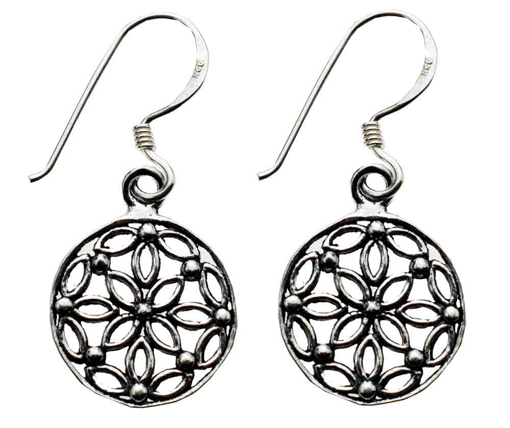 Silver Earring Floral Cut