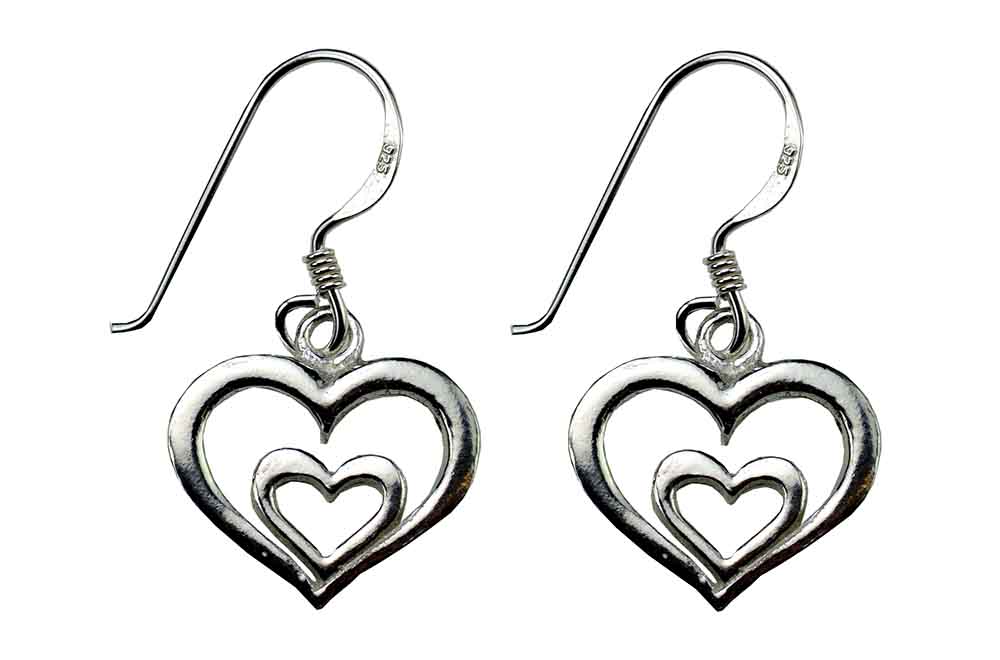 Silver Earring Double Heart