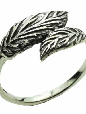 Silver Ring Double Leaf