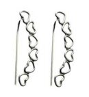 Silver Earring Hearts Drop