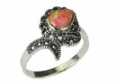 Silver Ring Marcasite Pink Opal