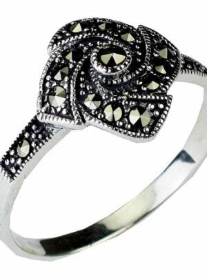 Silver Ring Marcasite Square