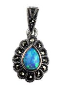 Silver Pendant Marcasite Blue