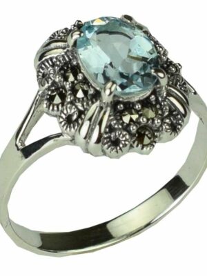 Silver Ring Marcasite Topaz