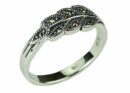 Silver Ring Marcasite Leaves
