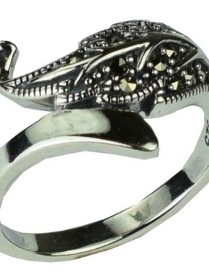 Silver Ring Marcasite Leaves