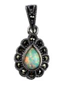 Silver Pendant Marcasite Opal