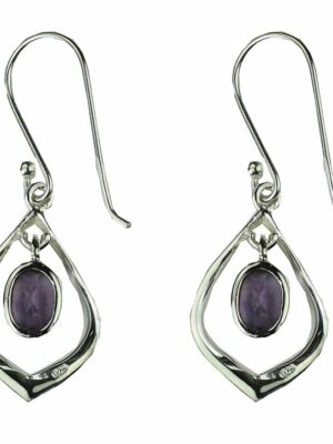 Silver Earring Amethyst Stone