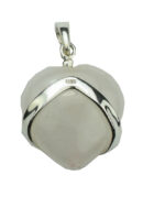 Silver Pendant Heart Rose Qtz
