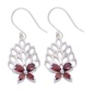 Silver Earring Garnet Stones