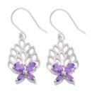 Silver Earring Amethyst Stones