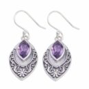 Silver Earring Amethyst Stone