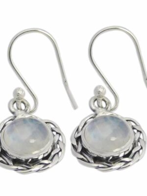 Silver Earring Rainbow Stone