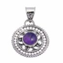Silver Pendant Amethyst Stone