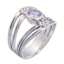 Silver Ring Amethyst Cut Stone