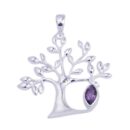 Silver Pendant Tree Amethyst
