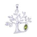 Silver Pendant Tree Peridot