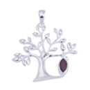 Silver Pendant Tree Garnet