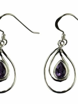 Silver Earring Oval Amethyst