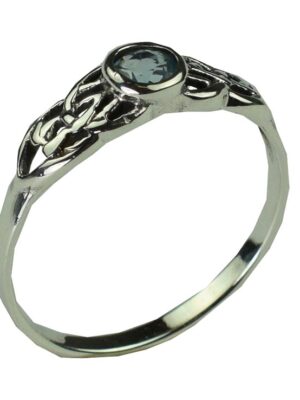 Silver Ring Celtic Blue Topaz