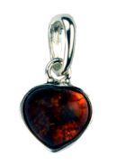 Silver Pendant Amber Heart