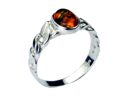 Silver Ring Amber Oval Stone