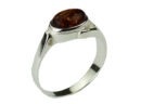 Silver Ring Amber Oval Stone