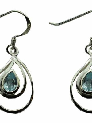 Silver Earring Oval Topaz