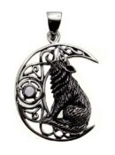 Pendant Silver Moon Wolf Amethyst Lisa Parker Licensed