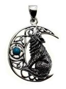 Pendant Silver Moon Wolf Turquoise Lisa Parker Licensed