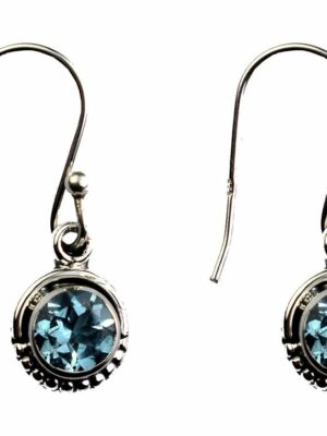 Silver Earring Circle Blue Top