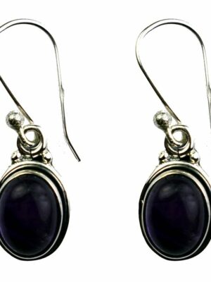 Silver Earring Oval Amethyst