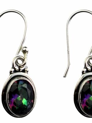 Silver Earring Oval Mystic Top