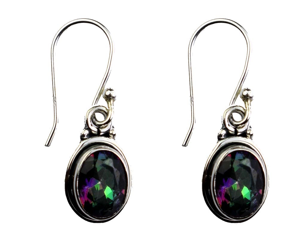 Silver Earring Oval Mystic Top