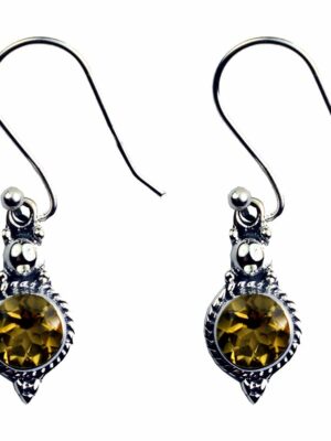Silver Earring Round Citrine