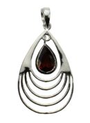 Silver Pendant Oval Stone Garnet