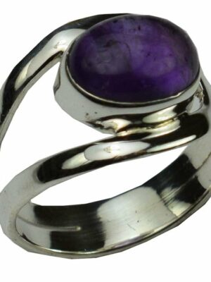 Silver Ring With Oval Amethyst