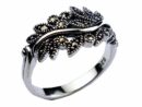 Silver Ring Marcasite Leaf