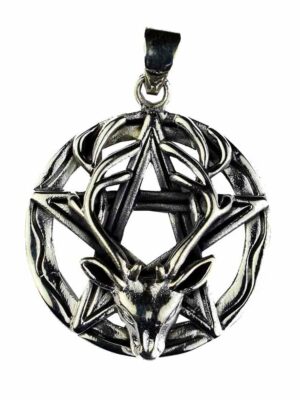 Silver Pendant Stag Pentagram