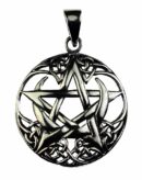 Silver Pendant Moon Pentagram