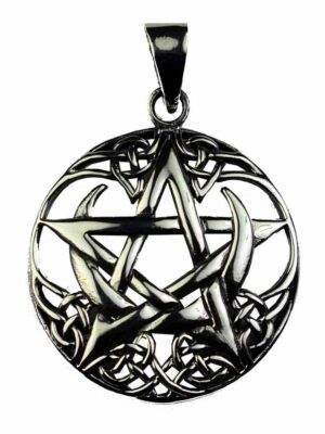 Silver Pendant Moon Pentagram