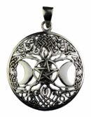 Silver Pendant Moon Pentagram