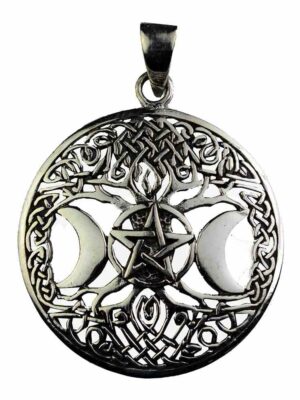 Silver Pendant Moon Pentagram