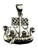 Silver Pendant Viking  Ship