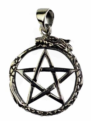 Silver Pendant Pentagram Snake
