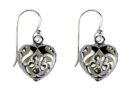 Silver Earring Flower Heart 1cm