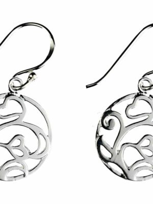 Silver Earring Flower in Circle