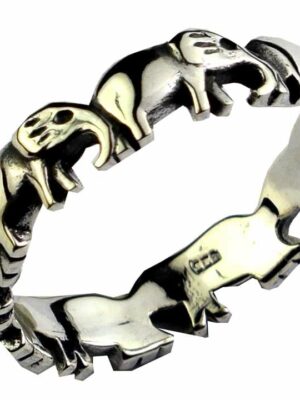 Silver Ring Band Elephant